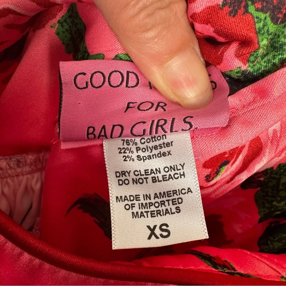 Vixen by Micheline Pitt Pink Floral Fit-and-Flare Dress with Red Straps - Picture 5 of 10